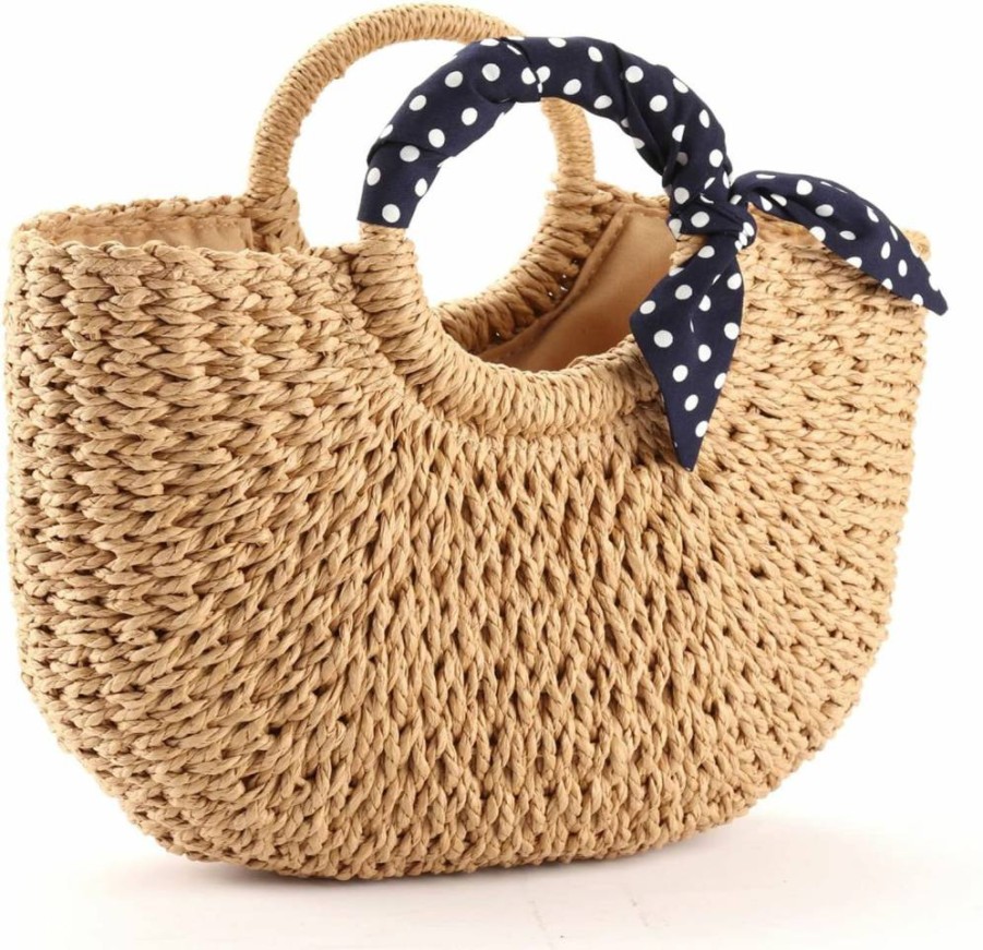 YXILEE Large Straw Beach Tote Bag for Women - Handmade Summer Handbag, Lightweight & Spacious Beach Bag for Travel, Shopping