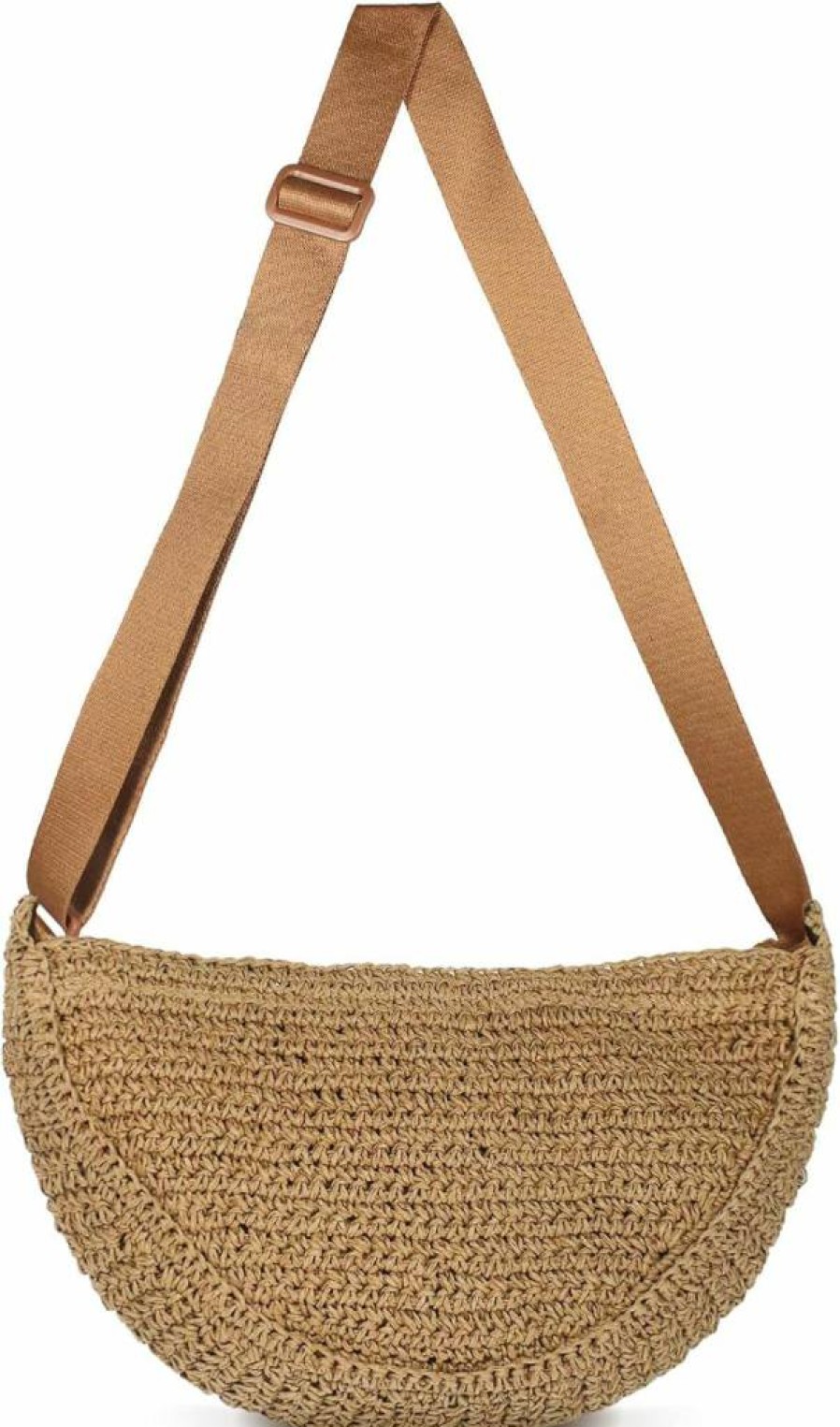 FUKEFUKEUS Women's Straw Woven Crossbody Bag - Adjustable Crescent Shoulder Purse for Summer & Beach 2025