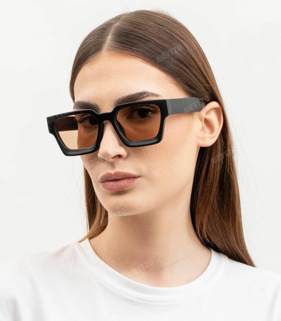 AIEYEZO Square Sunglasses for Women & Men - Thick Frame Designer Shades UV Protection Classic Retro Style