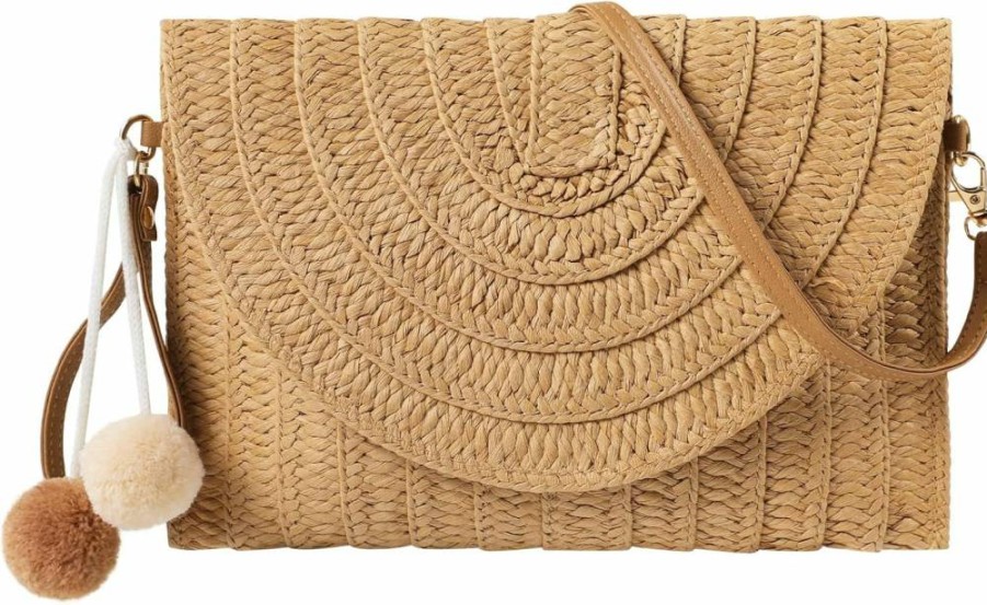 LEVOTIYER Handmade Woven Straw Crossbody Bag - Women's Boho Beach Purse for Casual Outings