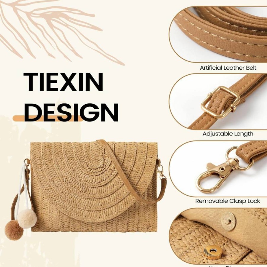 LEVOTIYER Handmade Woven Straw Crossbody Bag - Women's Boho Beach Purse for Casual Outings