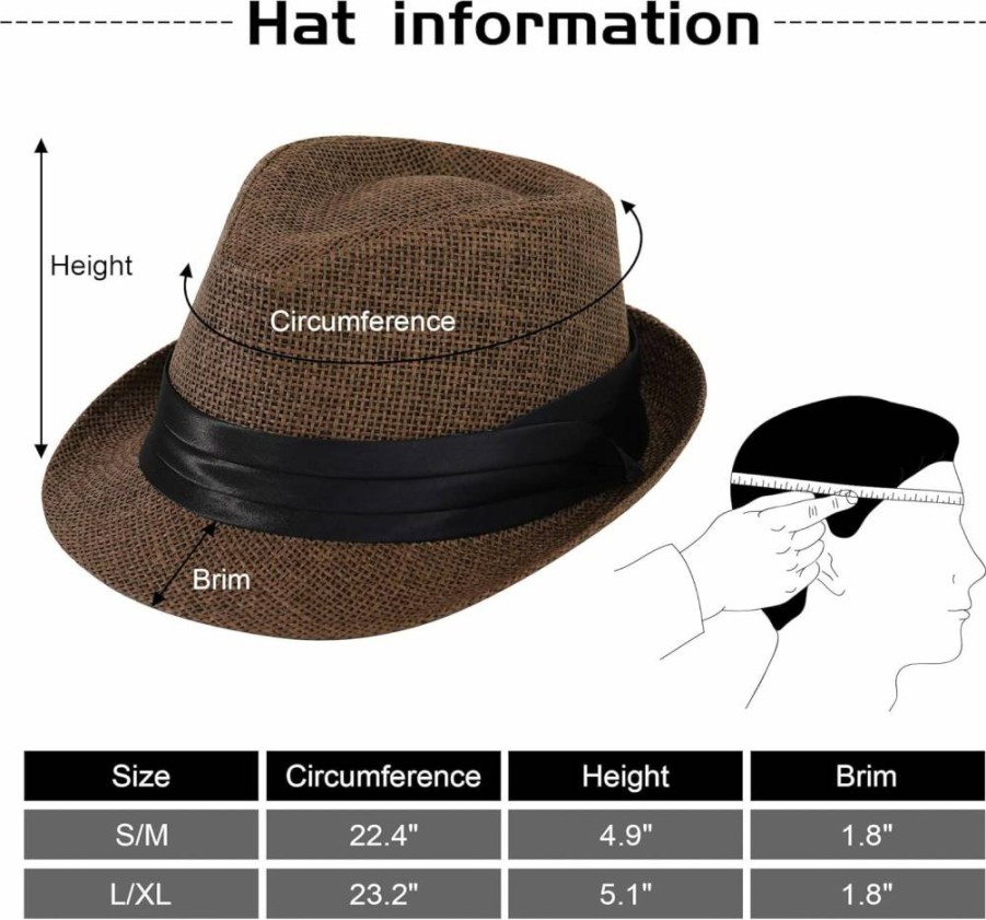 Simplicity Unisex Classic Fedora Hat - Structured Trilby Gangster Style for Men & Women