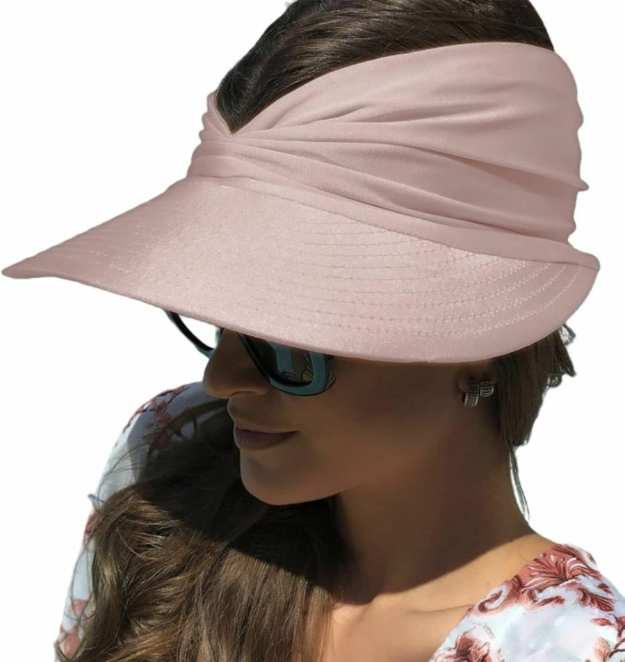 ZQFFB Women's UV Protection Packable Wide Brim Sun Visor Hat for Golf Tennis Running Summer Sports Ponytail Design