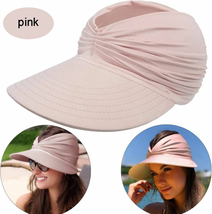 ZQFFB Women's UV Protection Packable Wide Brim Sun Visor Hat for Golf Tennis Running Summer Sports Ponytail Design