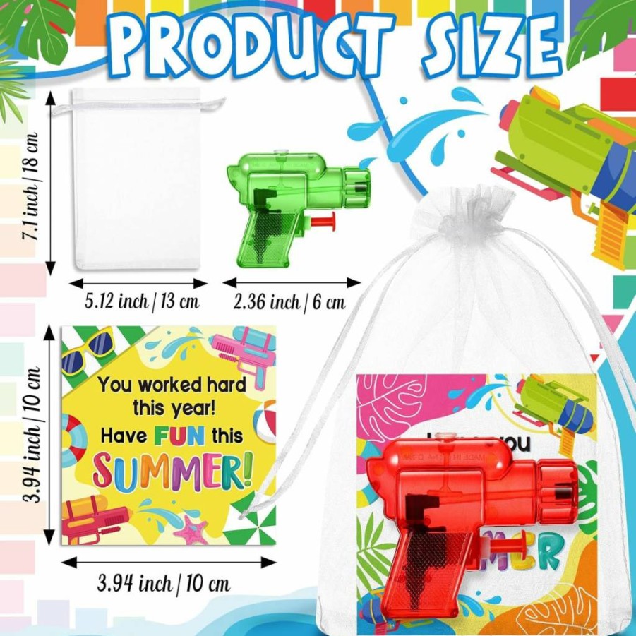 Blosssound 24-Pack Mini Water Guns with Gift Cards and Bags for Graduation, Summer Parties, Beach, Pool Favors, Teacher Student Gifts, Kindergarten School Bulk Set