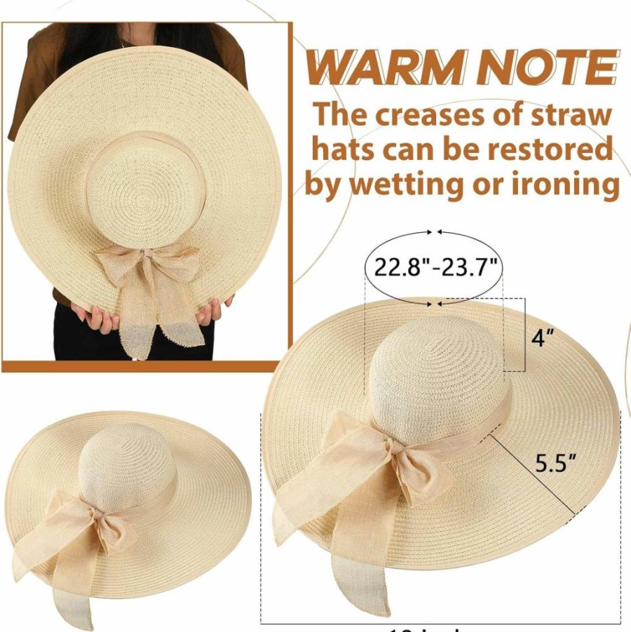 Tigeen 12 Pack Women's Wide Brim Floppy Sun Hat - UPF 50+ Foldable Straw Beach Hat for Summer, Multi-Color Pack