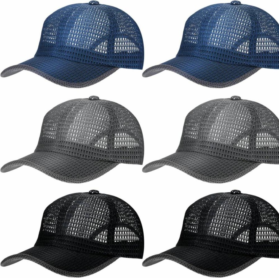Handepo 6-Pack Breathable Mesh Baseball Caps for Men & Women - Lightweight Summer Trucker Hats for Outdoor Sports, Running & Casual Wear