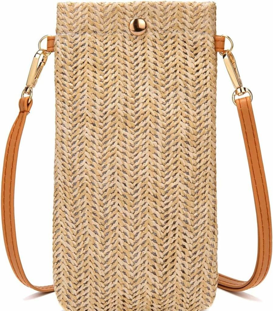 SINGBO Women's Lightweight Straw Crossbody Bag - Summer Beach Phone Purse for Women