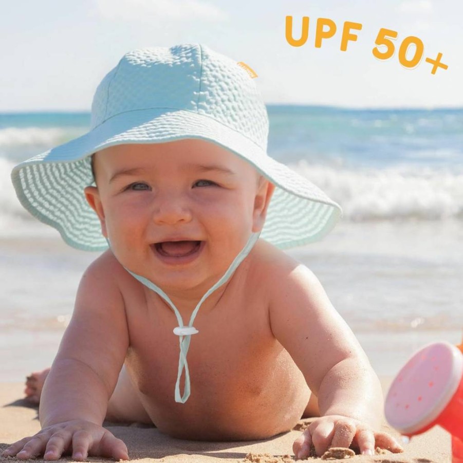 HONGTEYA UPF 50+ Baby Sun Hat Adjustable Wide Brim Beach Hat for Toddler Girls & Boys, Summer Outdoor Sun Protection Hat for Infants & Kids