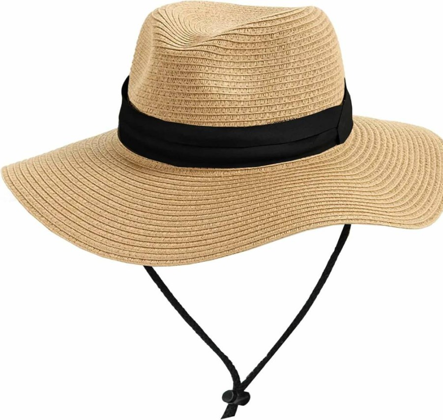 YCMI Girls' Foldable Wide-Brim Straw Sun Hat for Summer Beach - Adjustable Fedora Floppy Hat (Sizes 5-9 & 9-19 Years)