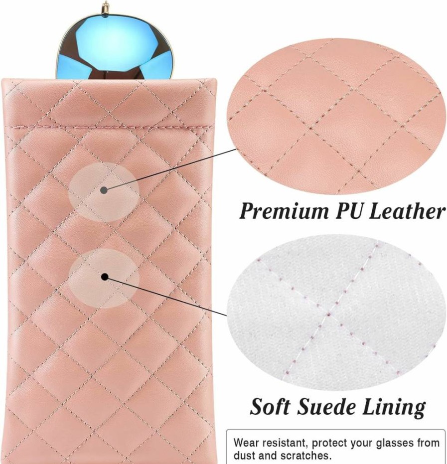 MoKo Leather Sunglasses Case - Portable Soft Eyeglasses Pouch, Anti-Scratch Glasses Sleeve for Goggles & Sunglasses Storage