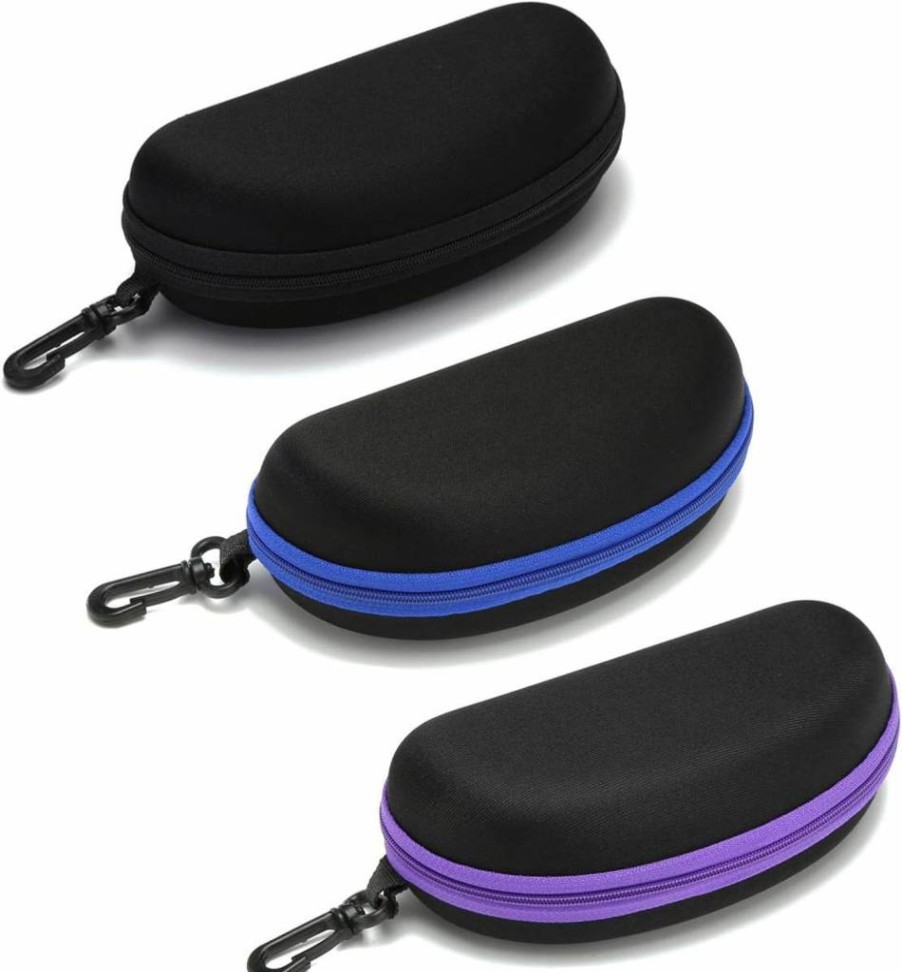 Hilbalm 3 Pack Travel Sunglasses Case with Zipper - Portable Eyeglasses Holder for Men & Women - Durable Frame Protection