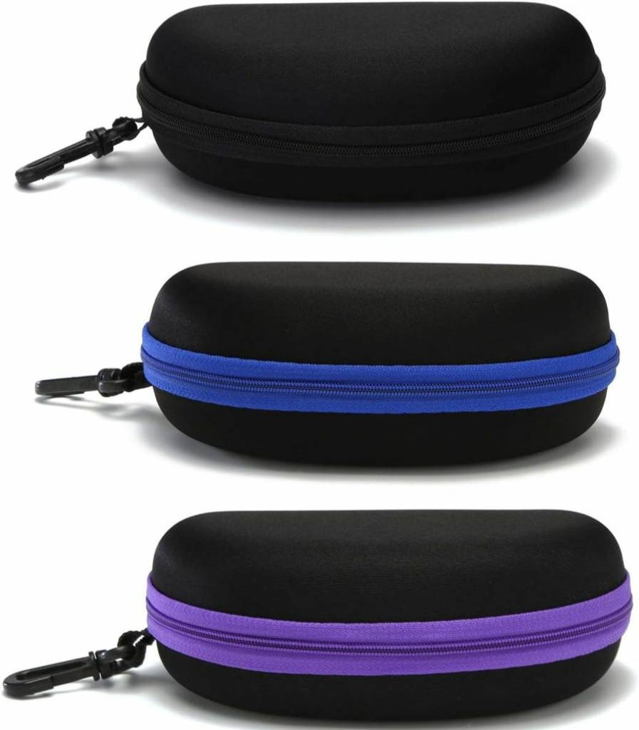 Hilbalm 3 Pack Travel Sunglasses Case with Zipper - Portable Eyeglasses Holder for Men & Women - Durable Frame Protection