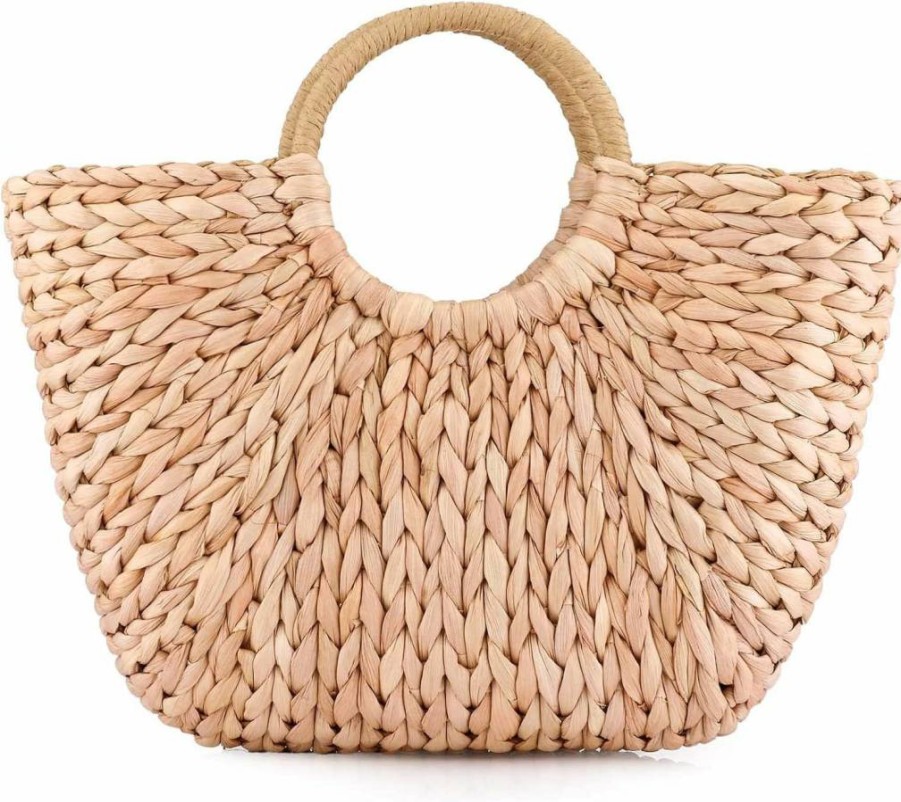 YYW Women's Summer Straw Rattan Handbag - Hand-Woven Beach Tote & Clutch for Sea Outings