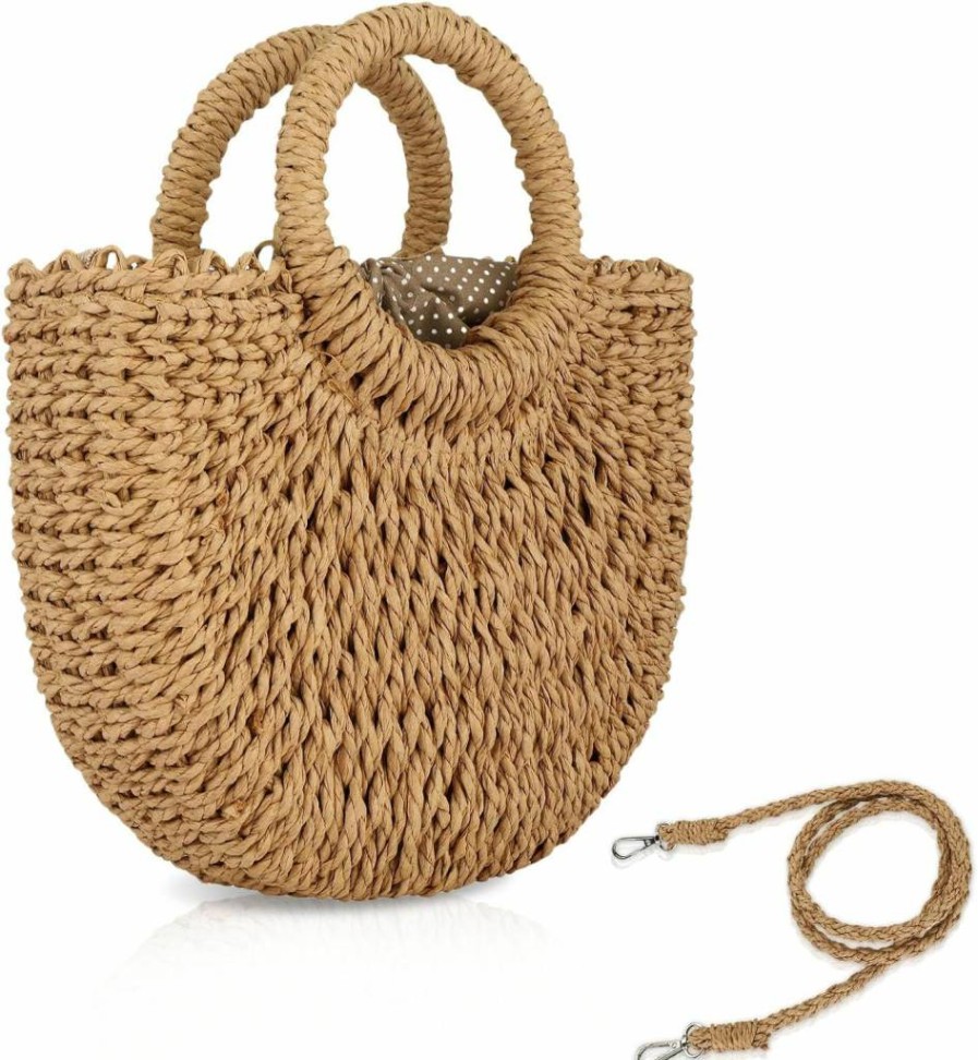 FENBEN Straw Hobo Bag for Women - Small Woven Rattan Crossbody Purse, Beach Shoulder Handbag