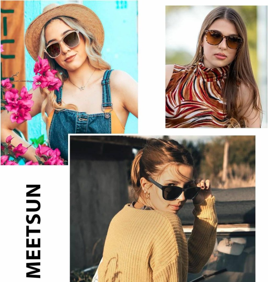 MEETSUN Retro Polarized Sunglasses for Women & Men - UV400 Protection, Classic Trendy Designer Style