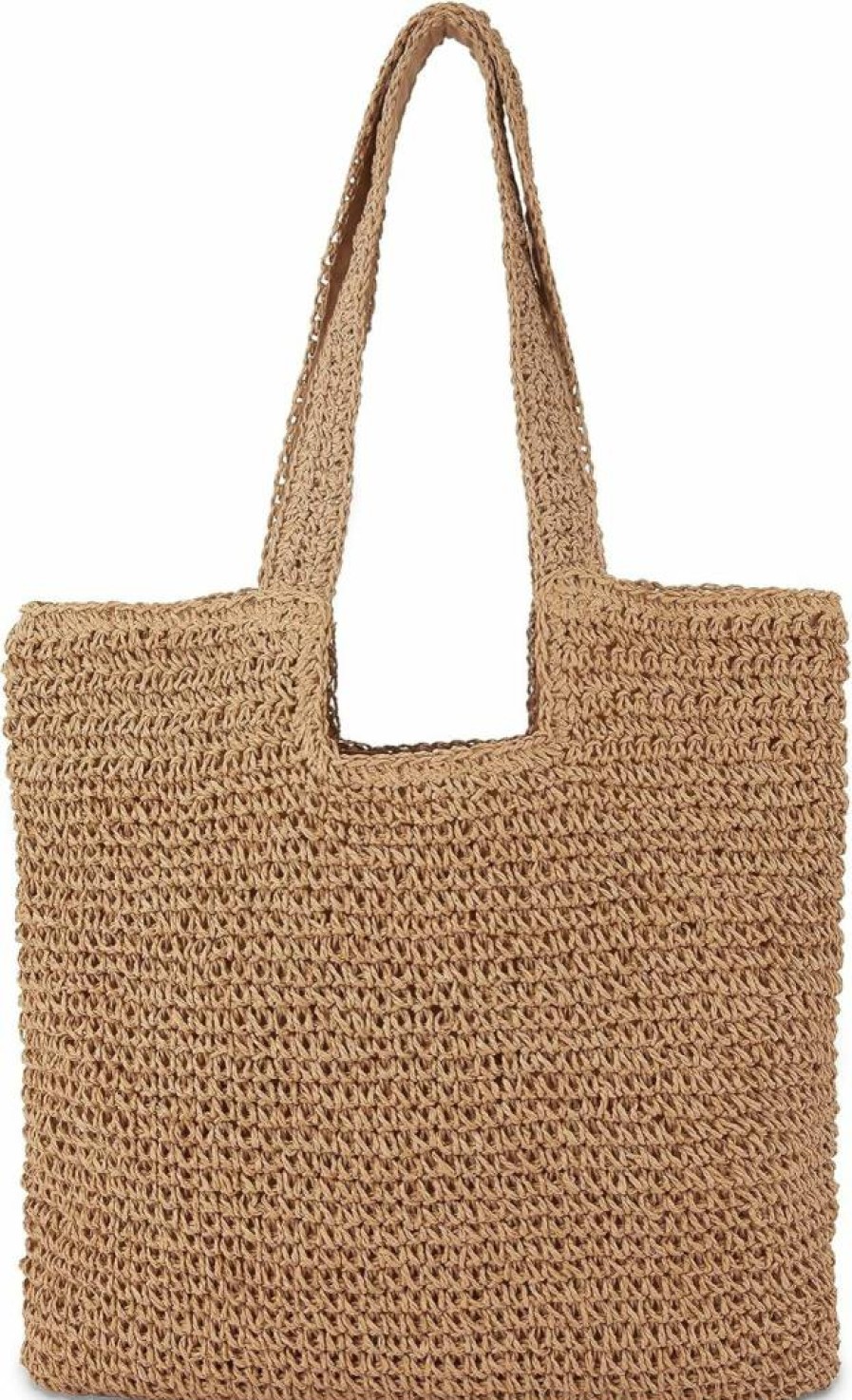 COZYOFFI Large Straw Beach Tote Bag - Handmade Rattan Boho Shoulder Bag for Women, Summer Woven Handbag