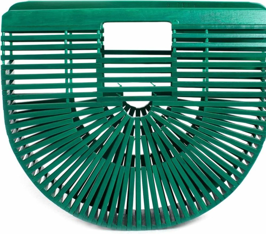 RULER TRUTH Women's Handmade Bamboo Straw Tote Bag - Natural Beach Purse for Summer