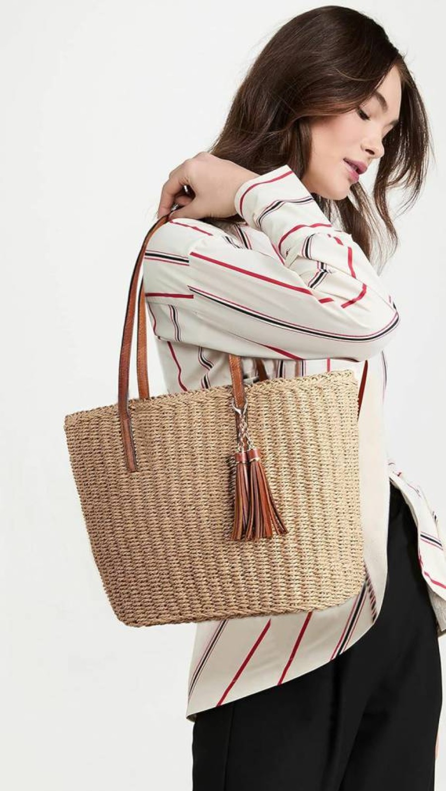 YXILEE Handmade Woven Straw Tote Bag for Women - Summer Beach Shoulder Bag, Medium Size Travel Handbag