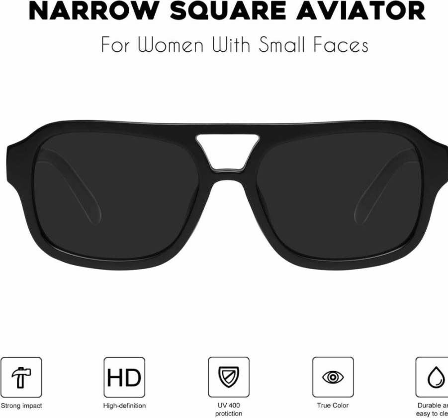 Mosanana MS52362 Women's Small Aviator Sunglasses for Petite Faces - Narrow Fit Retro Pilot Style