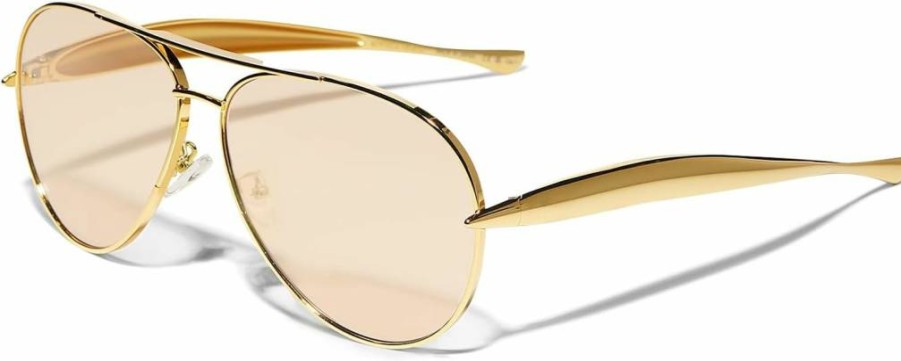 GUVIVI Retro Gold Aviator Sunglasses for Women & Men – 2025 Oversized 70s Metal Sun Glasses – Vintage Style UV Protection