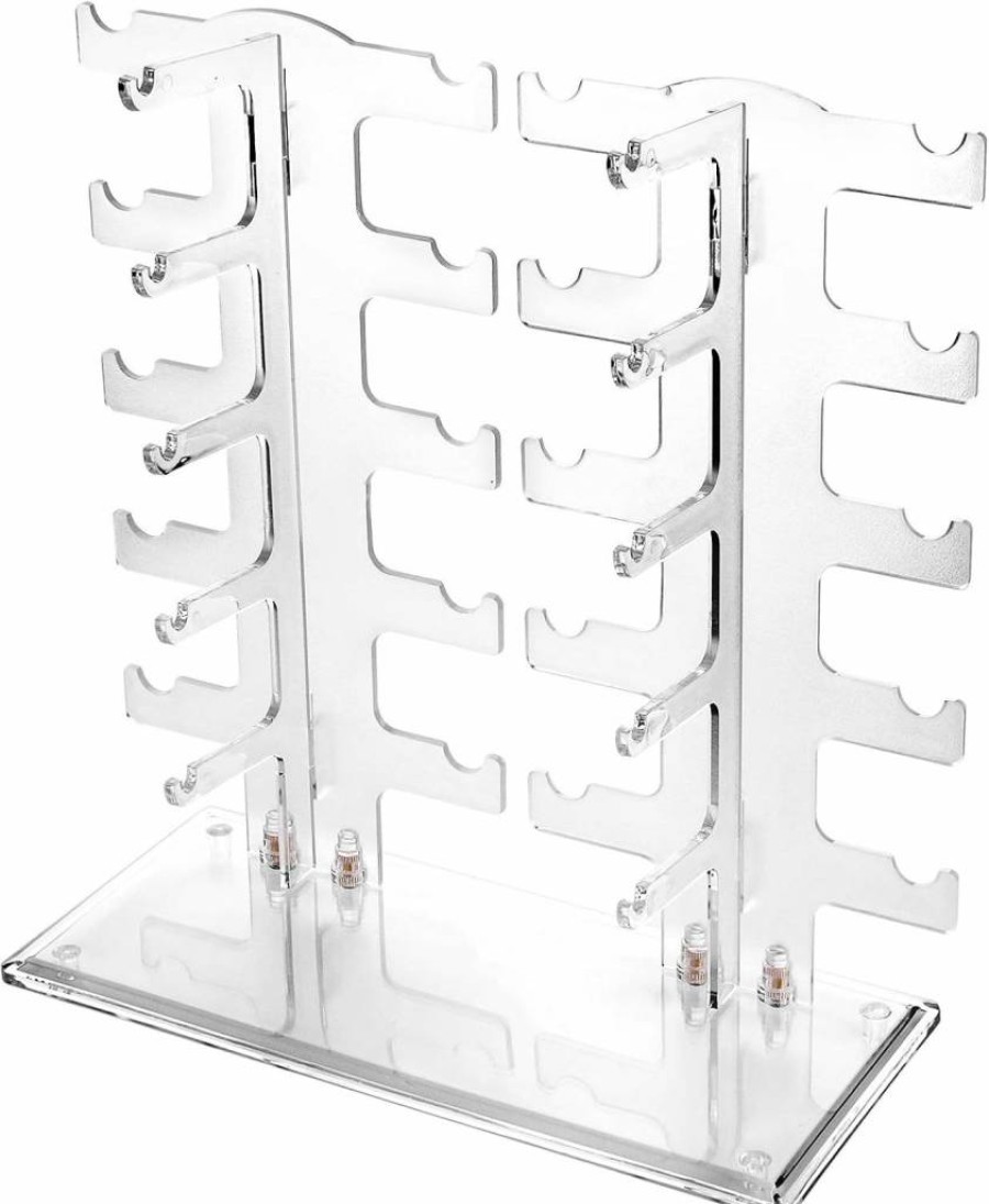 Lamoutor Transparent 2-Tier Sunglasses Display Stand - Eyeglass Holder Rack for Retail Store Showcase