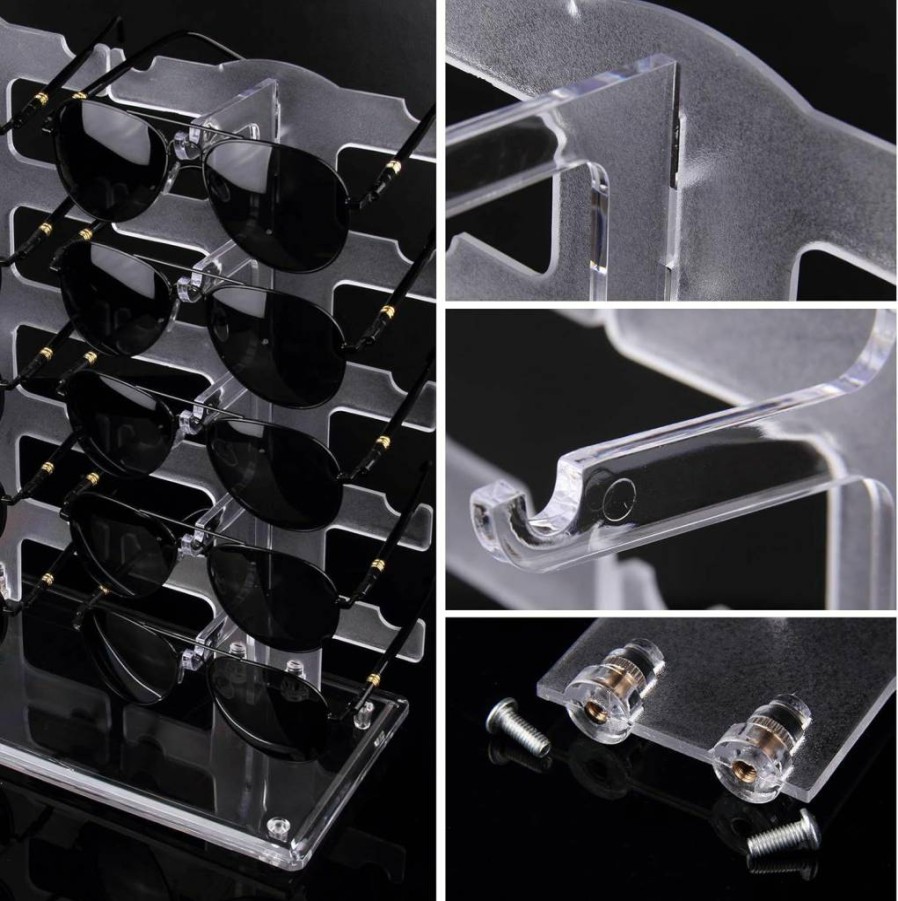 Lamoutor Transparent 2-Tier Sunglasses Display Stand - Eyeglass Holder Rack for Retail Store Showcase