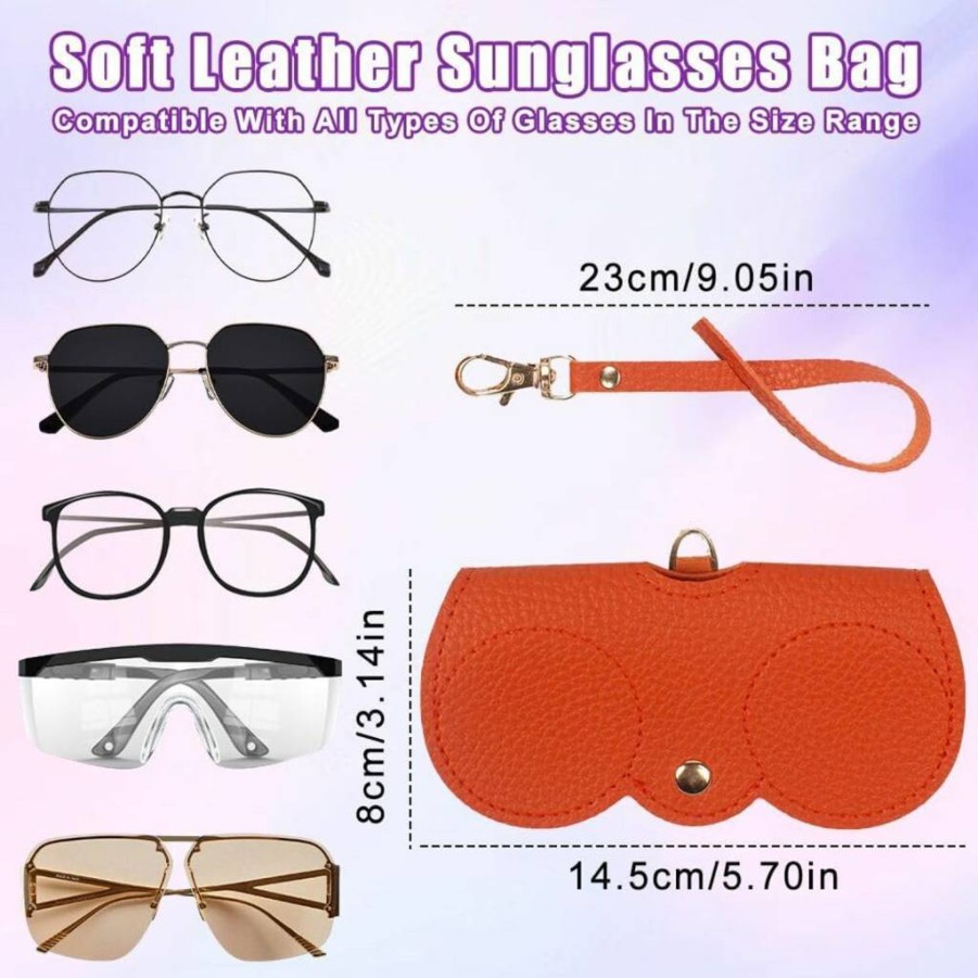 SEILETOO 3 Pack Genuine Leather Eyeglasses Case for Women & Men - Soft Portable Sunglasses Holder for All Types of Glasses