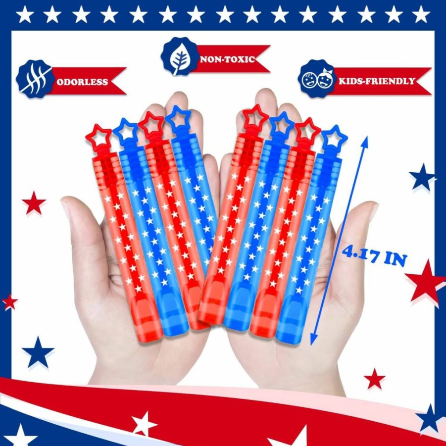 Leetous 100-Pack Patriotic Mini Bubbles - 4th of July Party Favors, Summer Beach Pool Decorations, Red White Blue Goodie Bag Stuffers for Kids