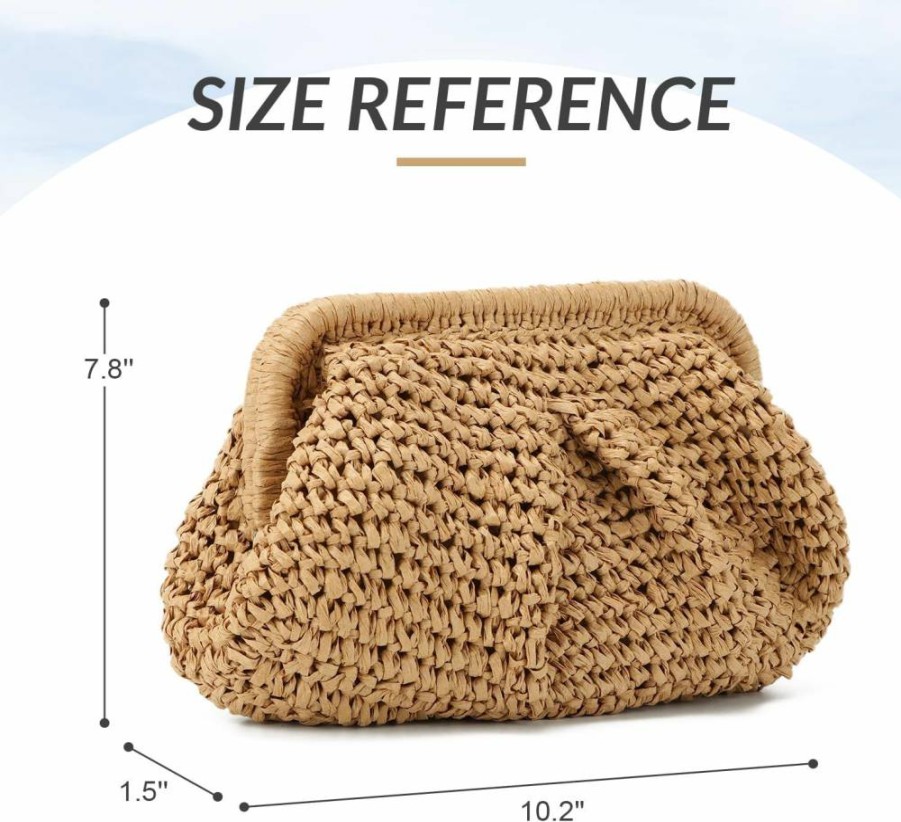 Freie Liebe Woven Straw Clutch Purse for Women - Small Wicker Crossbody Bag for Summer & Beach