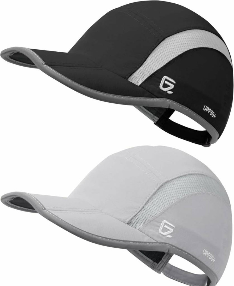 GADIEMKENSD 2 Pack Reflective Sun Hat UPF 50+ Foldable Sports Cap for Men & Women - Lightweight Running Hats for Outdoor Activities