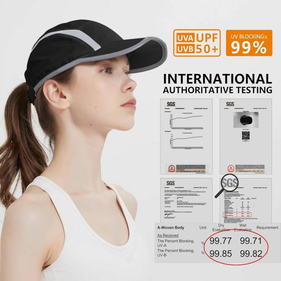 GADIEMKENSD 2 Pack Reflective Sun Hat UPF 50+ Foldable Sports Cap for Men & Women - Lightweight Running Hats for Outdoor Activities