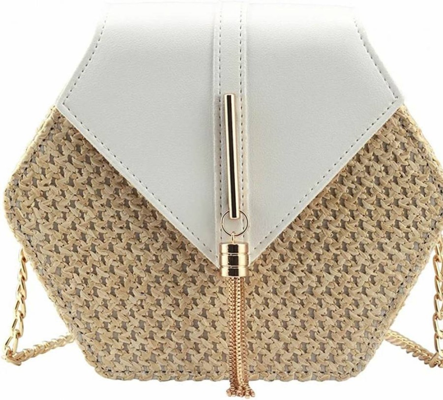 Bausweety Women's Straw Crossbody Bag - Cute Boho Shoulder Purse for Summer