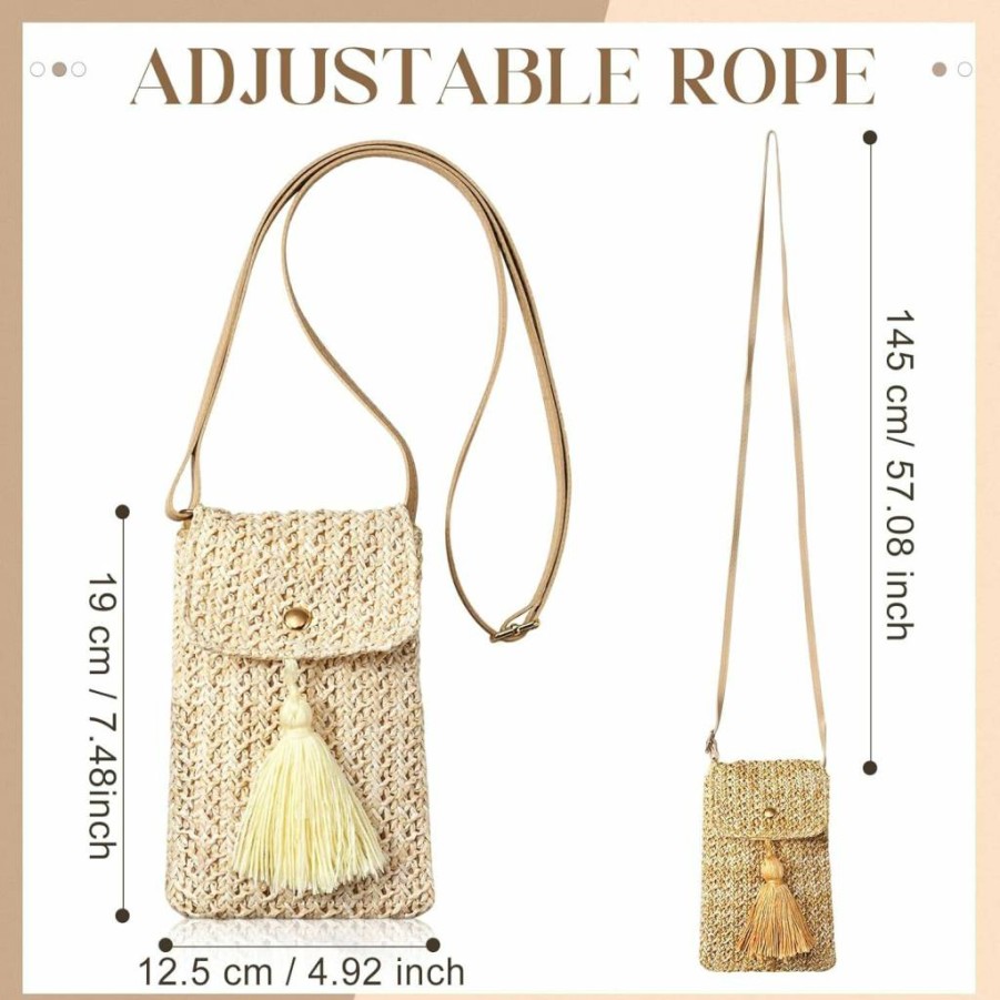 Sweetude 2-Piece Woven Straw Beach Bag Set for Women - Summer Crossbody Shoulder Purse, Cute Handbag for Vacation & Travel