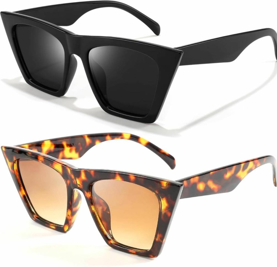 FEISEDY Vintage Cat Eye Sunglasses for Women - Retro Square Cateye Frames B2473 Trendy Oversized Shades