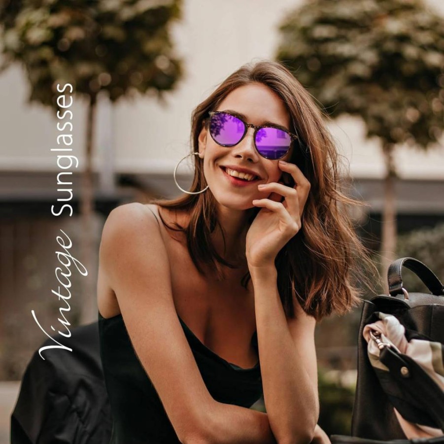WOWSUN Retro Round Sunglasses for Women 2024 - Vintage Classic Trendy Eyewear