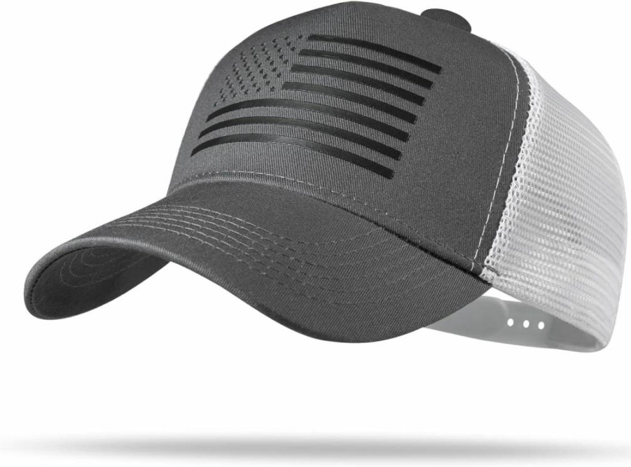 RONGJUN American Flag Snapback Trucker Hat - Adjustable Mesh Baseball Cap for Men & Women - Breathable Casual Wear Unisex Design