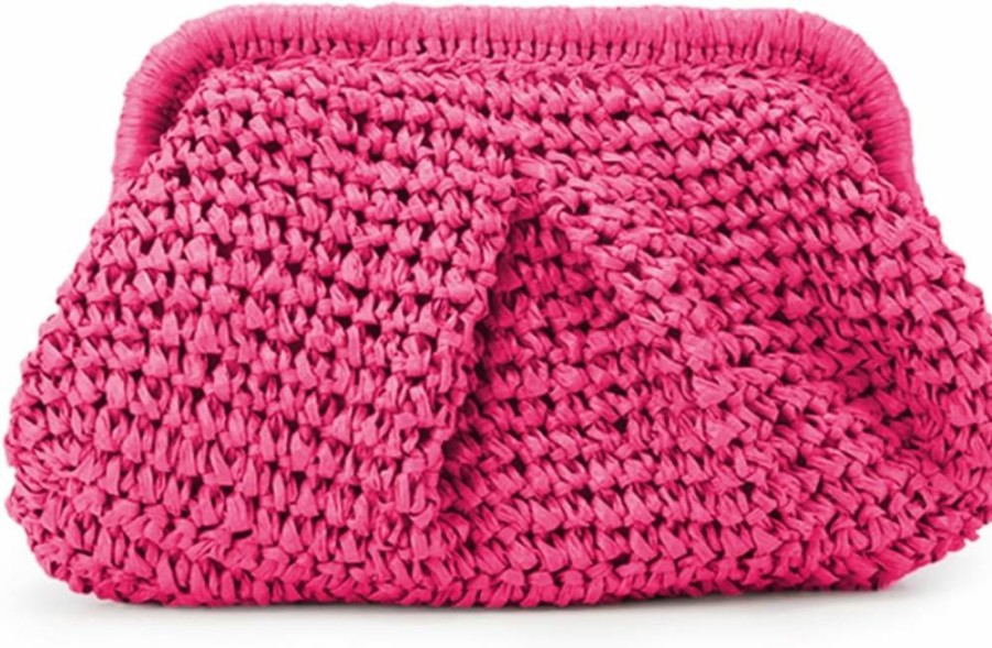 Emprier Straw Handbag for Women - Woven Crossbody Shoulder Bag, Summer Beach Clutch Purse, Cloud Dumpling Pouch