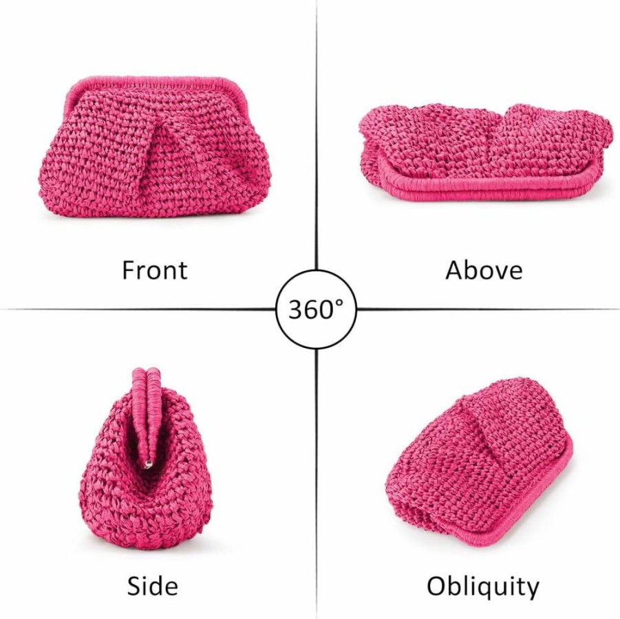 Emprier Straw Handbag for Women - Woven Crossbody Shoulder Bag, Summer Beach Clutch Purse, Cloud Dumpling Pouch