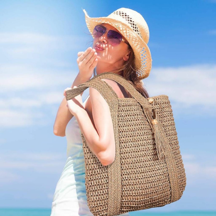 Pleneal Mesh Beach Tote Bag for Women - Lightweight Summer Shoulder Bag for Pool, Vacation & Travel