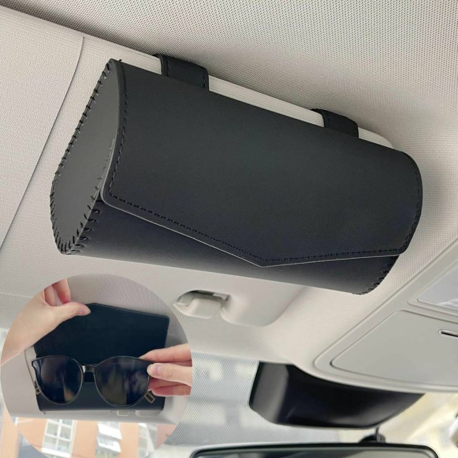 KEKIMO Universal Car Visor Sunglasses Holder with Magnetic Closure – Protective Eyeglass Organizer for Men & Women (Black) Auto Accessories