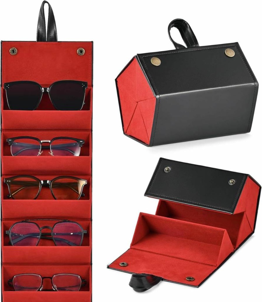 CO-Z Foldable Travel Sunglasses Case with 5 Slots – Portable Eyewear Organizer for Multiple Pairs