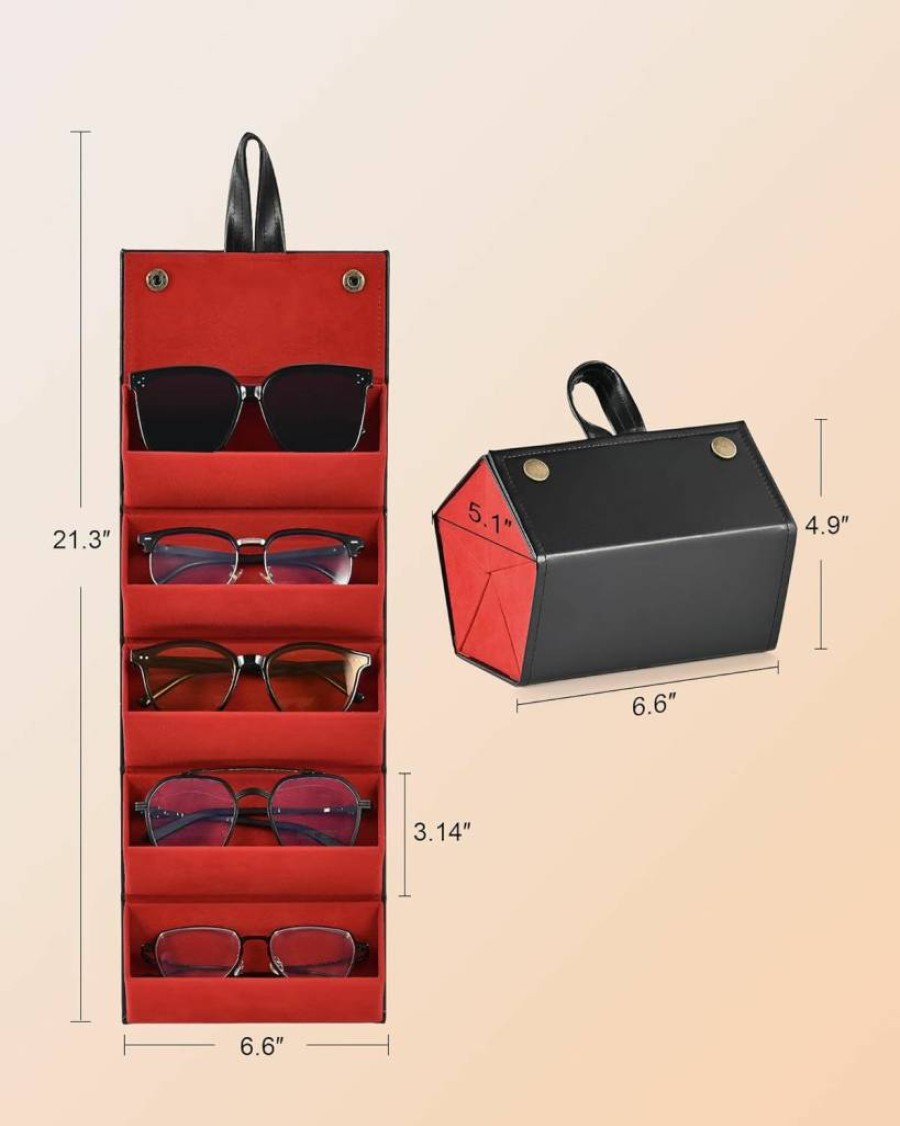 CO-Z Foldable Travel Sunglasses Case with 5 Slots – Portable Eyewear Organizer for Multiple Pairs