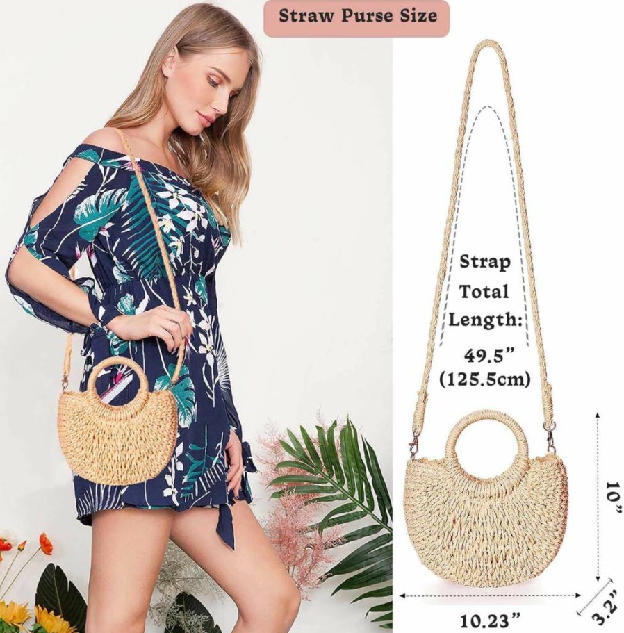 Dailyacc Woven Straw Shoulder Bag for Women - Beach Envelope Clutch Purse with Wallet