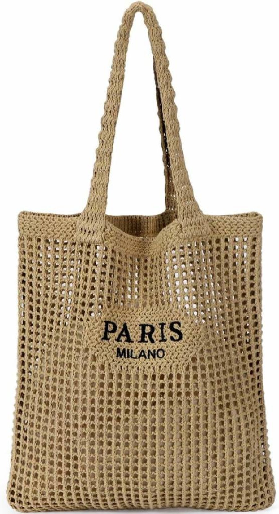 Ayieyill Boho Crochet Beach Tote Bag for Women - Handmade Mesh Summer Vacation Bag, Aesthetic Knit Purse for Women