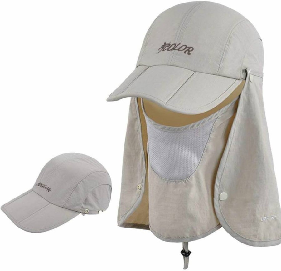 iColor UPF50+ Sun Hat for Men & Women - Foldable Fishing Cap with Neck Flap, Sun Protection Hat for Outdoor Activities