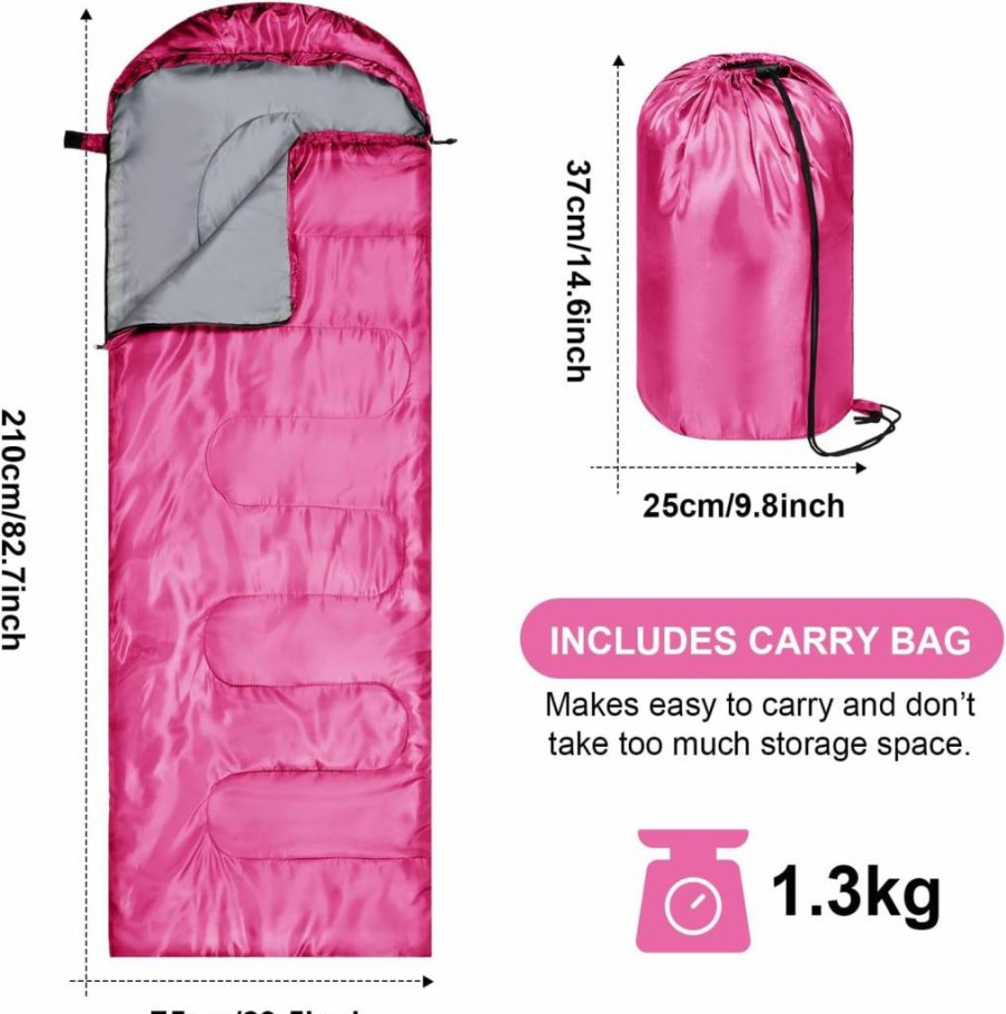 Tudomro 2-Pack Lightweight Waterproof Sleeping Bag for Adults - Portable Camping Gear for All Seasons, Hiking, Backpacking & Outdoor Travel