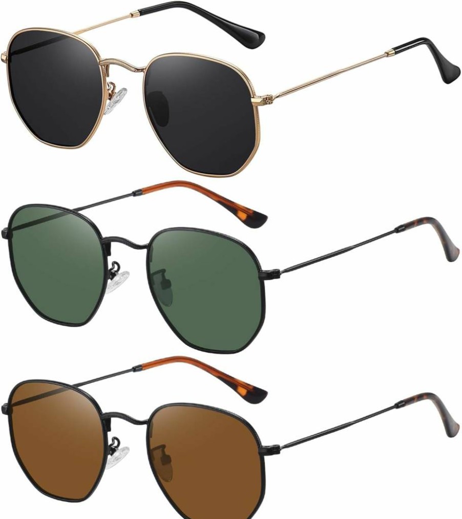 MEETSUN Polarized Hexagon Sunglasses for Women & Men – UV400 Protection, Metal Frame, Polygon Square Design