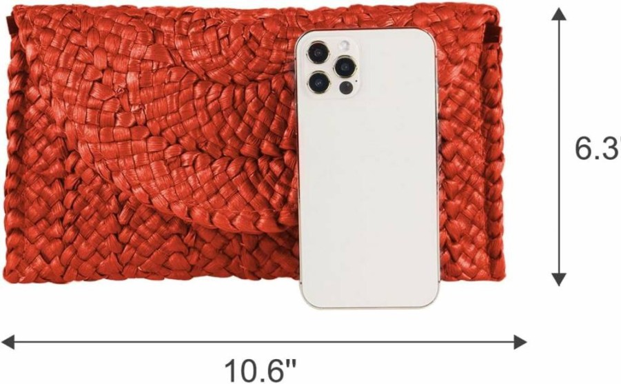 Freie Liebe Woven Straw Clutch Purse for Women - Summer Beach Envelope Handbag
