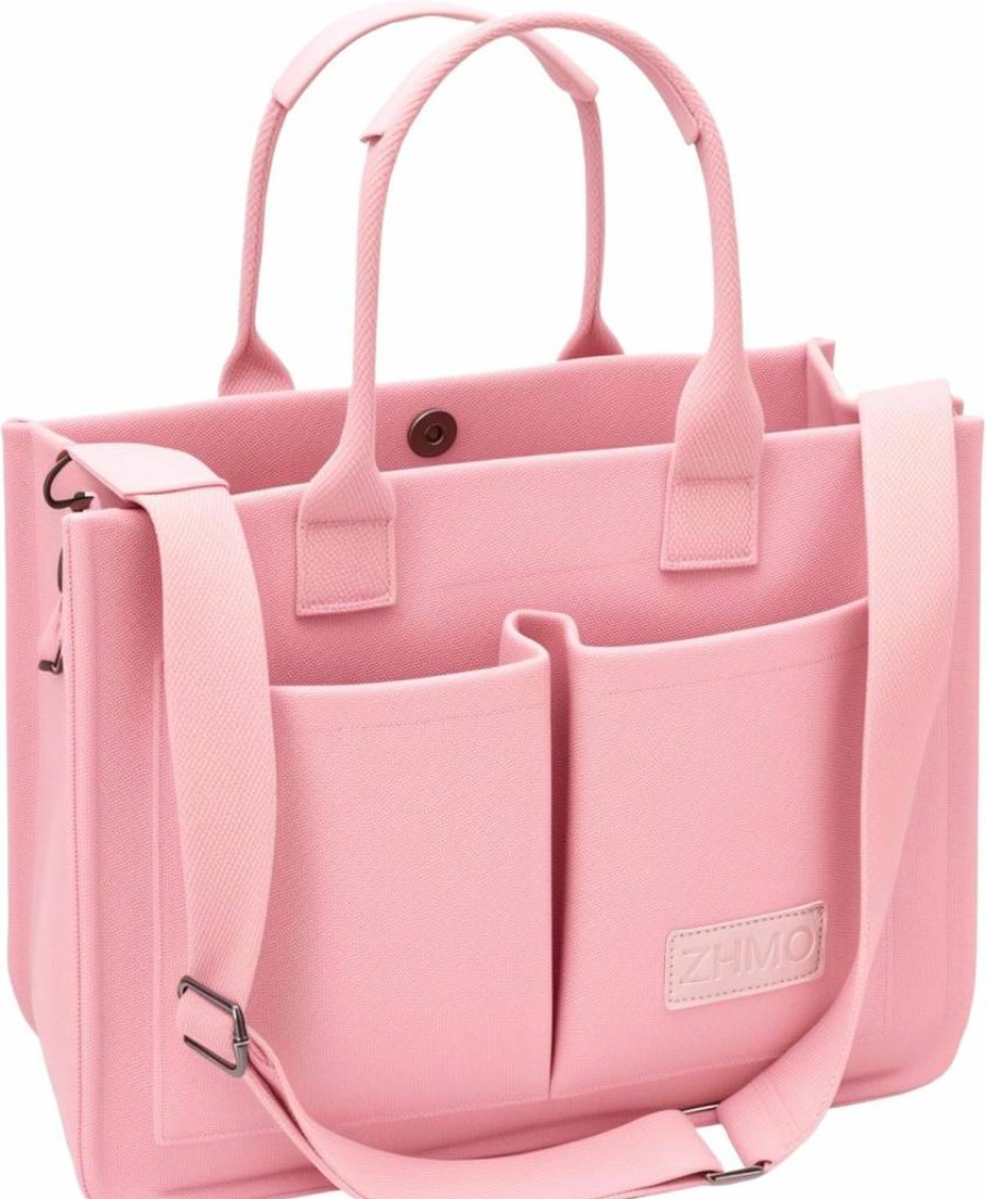 ZHMO Large Canvas Tote Bag for Women with Multiple Compartments - Stylish Crossbody Work Laptop Bag, Spacious Book Satchel & Everyday Handbag Purse